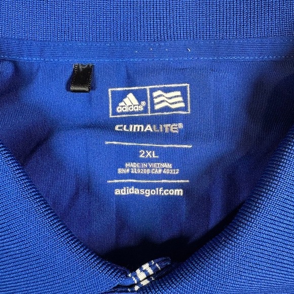 KU Kansas University Jayhawks Mens Adidas Climalite Golf Polo 2XL Blue Striped - Picture 4 of 7